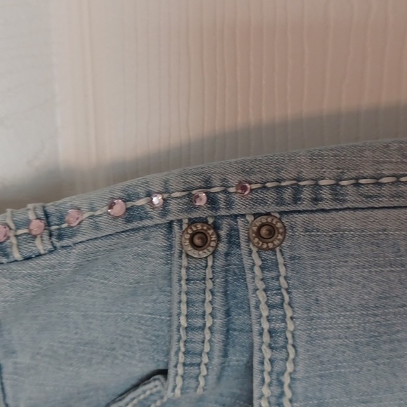 🏍Women's Light Blue Jeans With Pink Decor - Picture 7 of 16